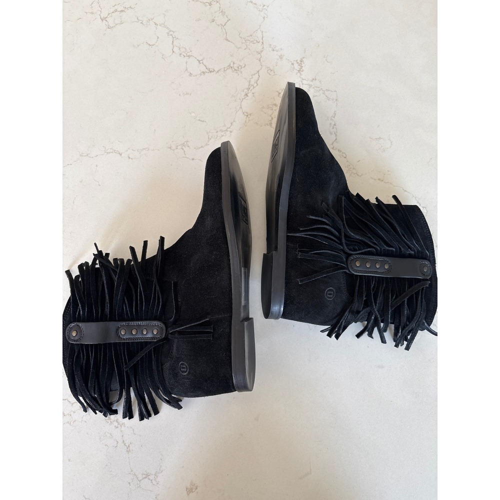 dingo Black Suede Fringe Western Ankle Boots - Picture 10 of 12